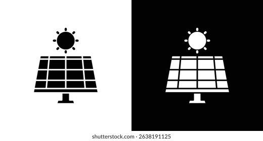 Solar panel icon in solid flat trendy design style.