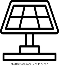 Solar panel icon, suitable for design projects themed around renewable energy, eco-friendly technology, and solar power sustainability.