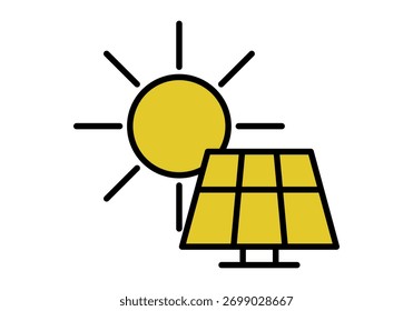 Icono del panel solar con el sol