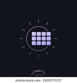 solar panel icon, sun energy vector