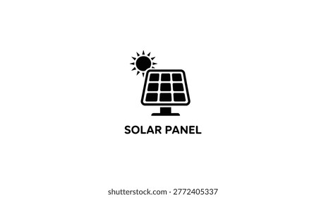 solar panel icon with sun minimal renewable energy symbol for clean power electricity eco technology ui ux design concept