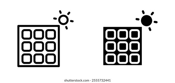 Solar panel icon symbol collection on white background.