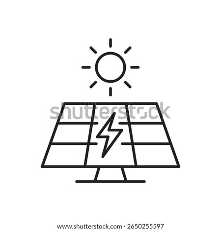 Solar panel icon. Symbol of energy from sunlight. Vector illustration. Editable stroke.