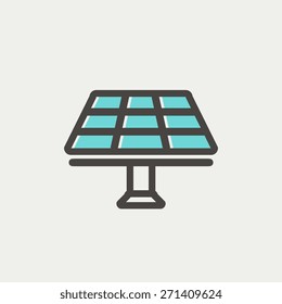 Solar Panel icon thin line for web and mobile, modern minimalistic flat design. Vector icon with dark grey outline and offset colour on light grey background.