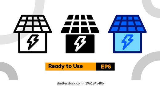 solar panel icon with three style and isolated sign symbol vector illustration high quality for banner, poster, social media, presentation, and website