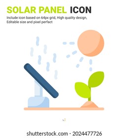 Solar panel icon vector with flat color style isolated on white background. Vector illustration solar energy sign symbol icon concept for digital farming, technology, industry, agriculture and apps
