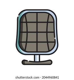 Solar Panel Icon Vector Illustration. Flat Outline Cartoon. Sustainable Energy Icon Concept Isolated Premium Vector