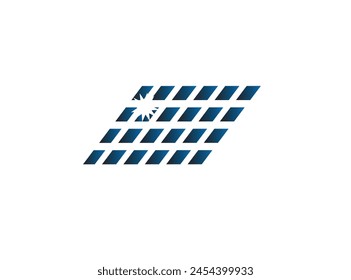 Ilustración de diseño de símbolo de Vector de panel solar. Panel solar simple icono. Diseño plano. Icono blanco con sombra sobre fondo azul.ai