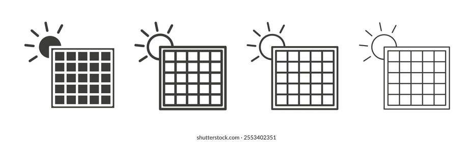 Solar panel icons collection. vector set in black color