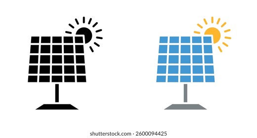 Solar panel icons collection vectors for web ui