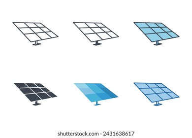 Solar Panel icons with different styles. Sun energy symbol vector illustration isolated on white background