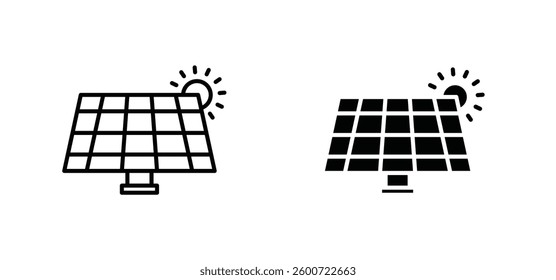 Solar panel icons set for apps and web ui designs. simple isolated graphics.