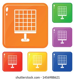 Solar panel icons set collection vector 6 color isolated on white background