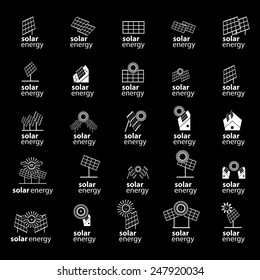 Solar Panel Icons Set - Isolated On Black Background - Vector Illustration, Graphic Design, Editable For Your Design