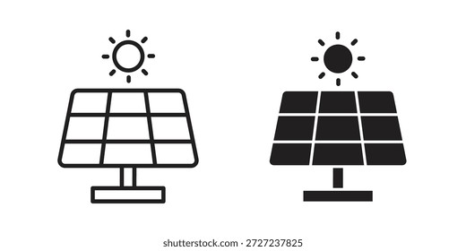 Símbolo de los iconos del panel solar. Ilustración vectorial para App y diseños