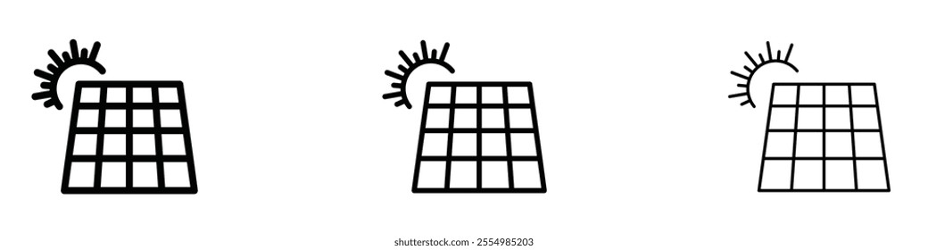 Solar panel icons in tree different stroke sizes