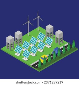 solar panel illustrated isometric Pro vector illustration Isometric