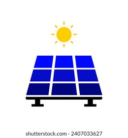 solar panel illustration icon colour blue and sun elemen