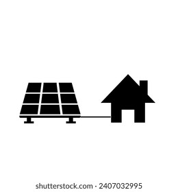 solar panel illustration icon with connected house