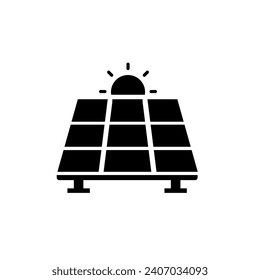 icono de ilustración de panel solar simple con sol