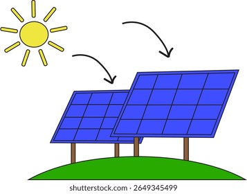 Solar Panel illustration, renewable energy, sun power 