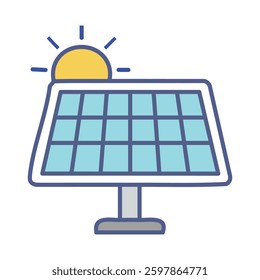 Solar panel illustration with sun icon