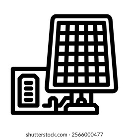 solar panel industry 3 line icon vector. solar panel industry 3 sign. isolated contour symbol black illustration