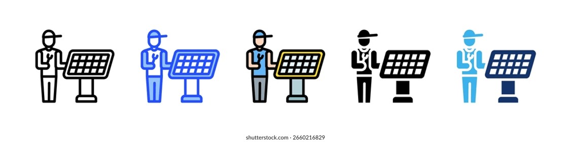 Solar Panel Installation Icon Collection With Multiple Styles