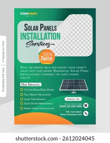 Solar Panel Installation Services Flyer Template or Eco-Friendly Energy Solution Poster Template