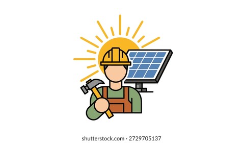 Instalador de painel solar com martelo