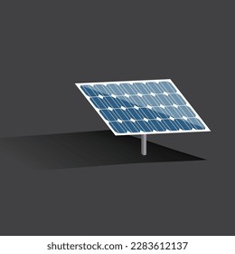Solar panel isolated on black background vector illustration. Alternative renewable energy source image.