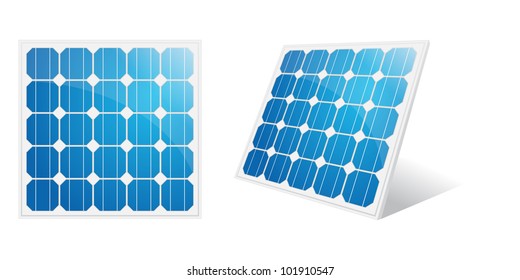 Solar Panel Isolated On A White. Vector Illustration.