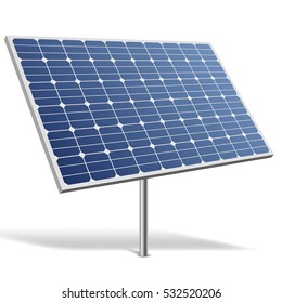 Solar panel isolated on white background vector illustration. Alternative renewable energy resource image. Green power technology.