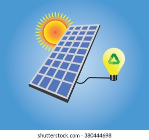 solar panel isolated with sun and light bulb vector illustration
