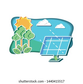 solar panel with landscape natural
