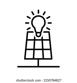 solar panel with lightbulb, green energy concept icon vector