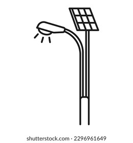 Sistema de iluminación de panel solar, lámpara de calle, solución autónoma. Icono de línea vectorial de bajo consumo energético