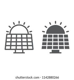Solar panel line and glyph icon, ecology and energy, green energy sign, vector graphics, a linear pattern on a white background, eps 10