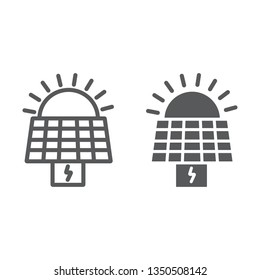 Solar panel line and glyph icon, ecology and power, sun energy sign, vector graphics, a linear pattern on a white background, eps 10.