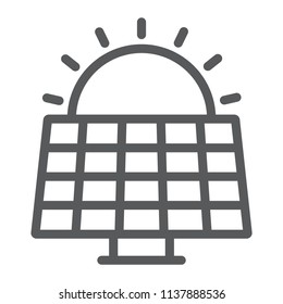 Solar panel line icon, ecology and energy, green energy sign, vector graphics, a linear pattern on a white background, eps 10