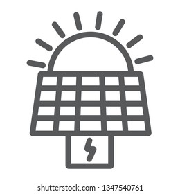 Solar panel line icon, ecology and power, sun energy sign, vector graphics, a linear pattern on a white background, eps 10.