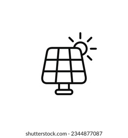Icono de línea de panel solar aislado en fondo blanco