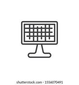 Solar panel line icon. linear style sign for mobile concept and web design. Solar energy panel outline vector icon. Symbol, logo illustration. Vector graphics