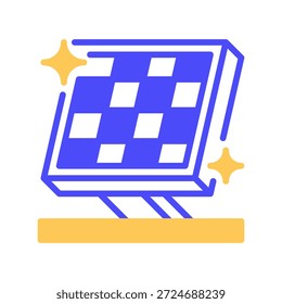 Ícone da linha do painel solar, símbolo da estrutura para energia renovável, tecnologia verde, energia sustentável, eletricidade solar e utilidade ecológica. Ícone de sinal vetorial.
