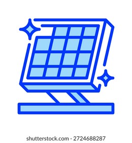 Ícone da linha do painel solar, símbolo da estrutura para energia renovável, tecnologia verde, energia sustentável, eletricidade solar e utilidade ecológica. Ícone de sinal vetorial.