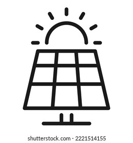 Solar panel line icon. Solar power energy vector illustration.
