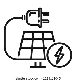 Symbol der Solarpaneellinie. Solarenergie, Vektorgrafik.