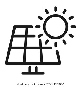 Icono de línea de panel solar. Ilustración del vector de energía solar.