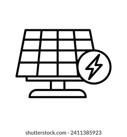 Symbol der Solarpaneellinie. Sonnenenergie. Grüne saubere Energie und erneuerbare Ressourcen. Vektorgrafik
