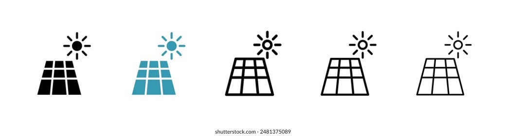 Icono de línea de panel solar conjunto de Vectores.